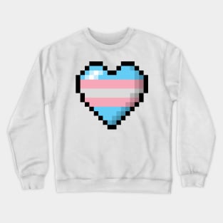 Large Pixel Heart Design in Transgender Pride Flag Colors Crewneck Sweatshirt